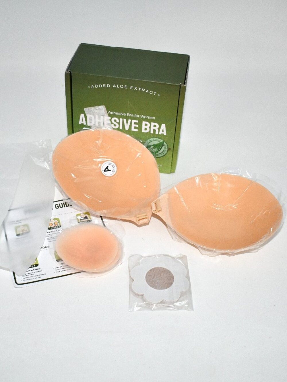 MSHalo Sticky Bra, Push Up, Strapless Adhesive, Silicone, Backless, A Cup, Beige